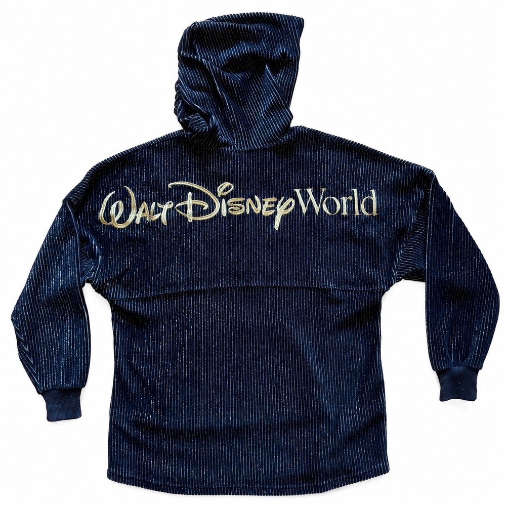 Disney World 50th Anniversary Spirit Jersey Velour Hoodie Black Gold Medium Luxe